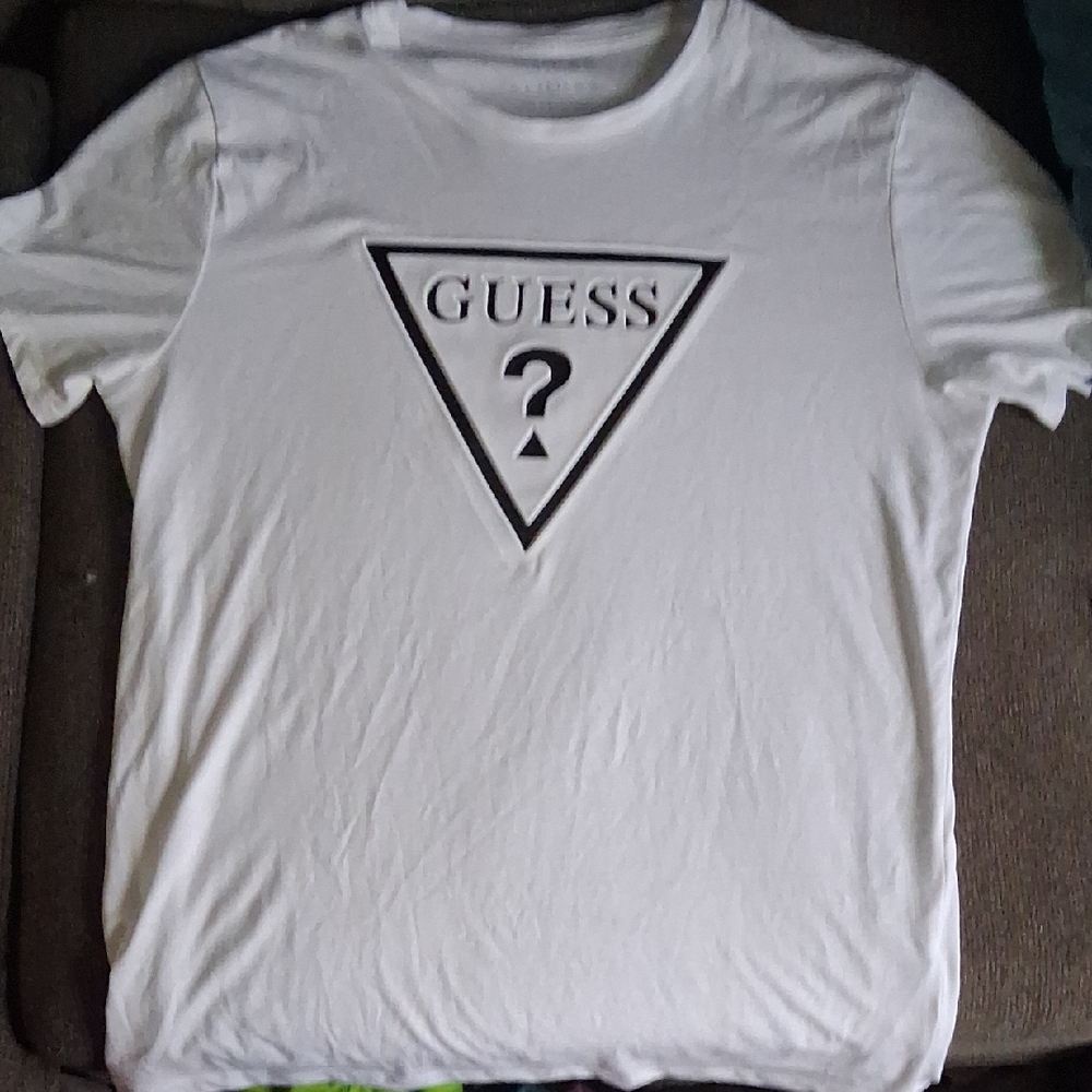 Guess White Short Sleeve Tee with Bold Logo